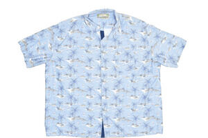 Beyond Paradise Men's Hawaiian Shirt 3XB Blue Palm Trees Flamingo Print